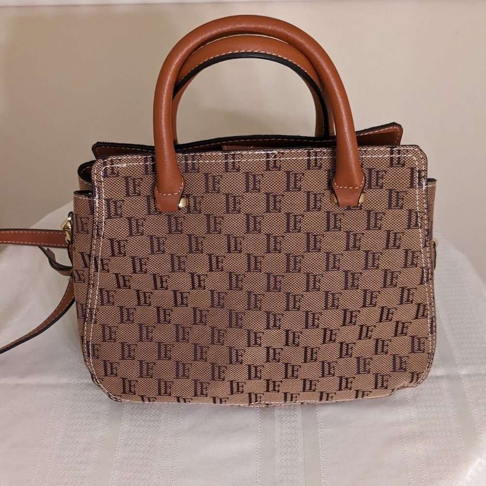 London Fog, Dark Brown Logo Canvas , Kate Satchel Style, Slightly use. - Picture 2 of 12